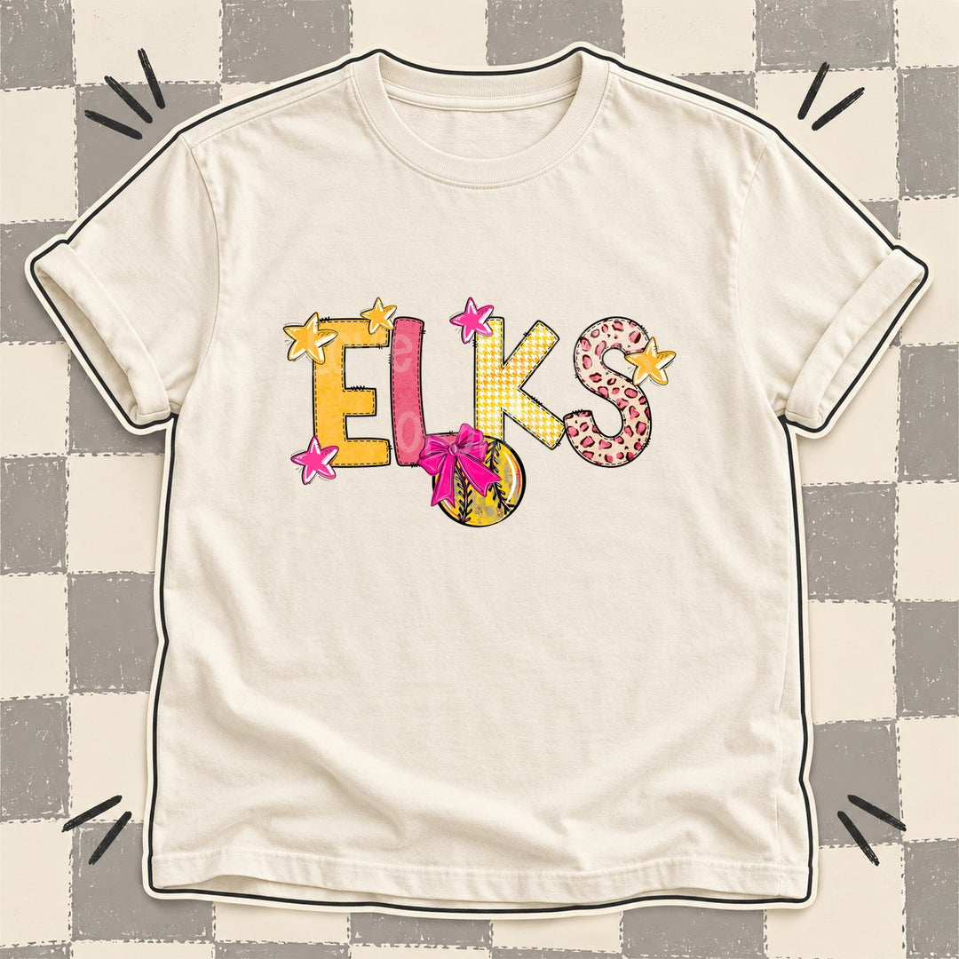 Elks Mixed Doodle Softball Mascots – Stitched Softball DTF transfer mockup