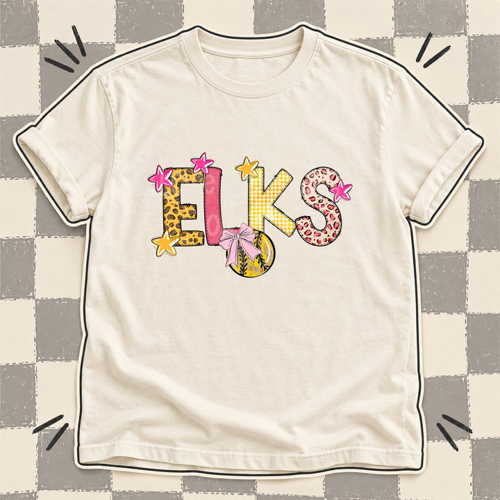 Elks Mixed Doodle Softball Mascots – Sunshine Leopard DTF transfer mockup