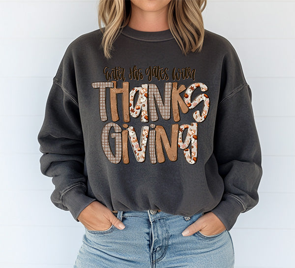 Enter His Gates with Thanksgiving DTF transfer design – image 1