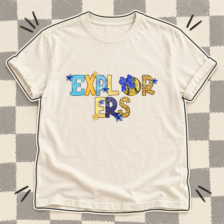 Explorers Royal Blue Yellow Gold Mixed Doodle Softball Mascots – Mascot Colors DTF transfer mockup