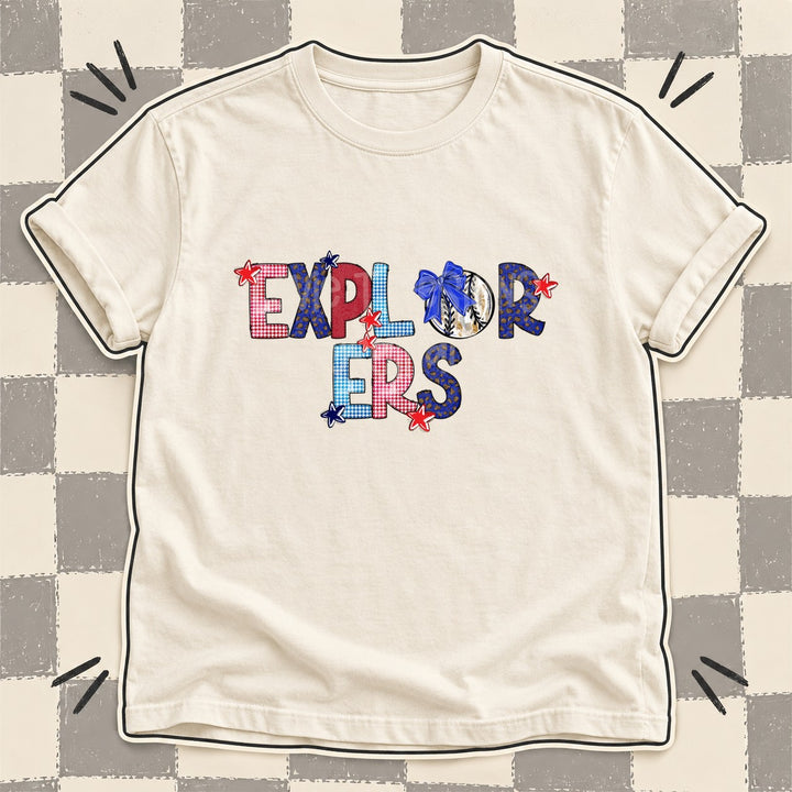 Explorers Mixed Doodle Baseball Mascots – Red and Royal DTF transfer mockup