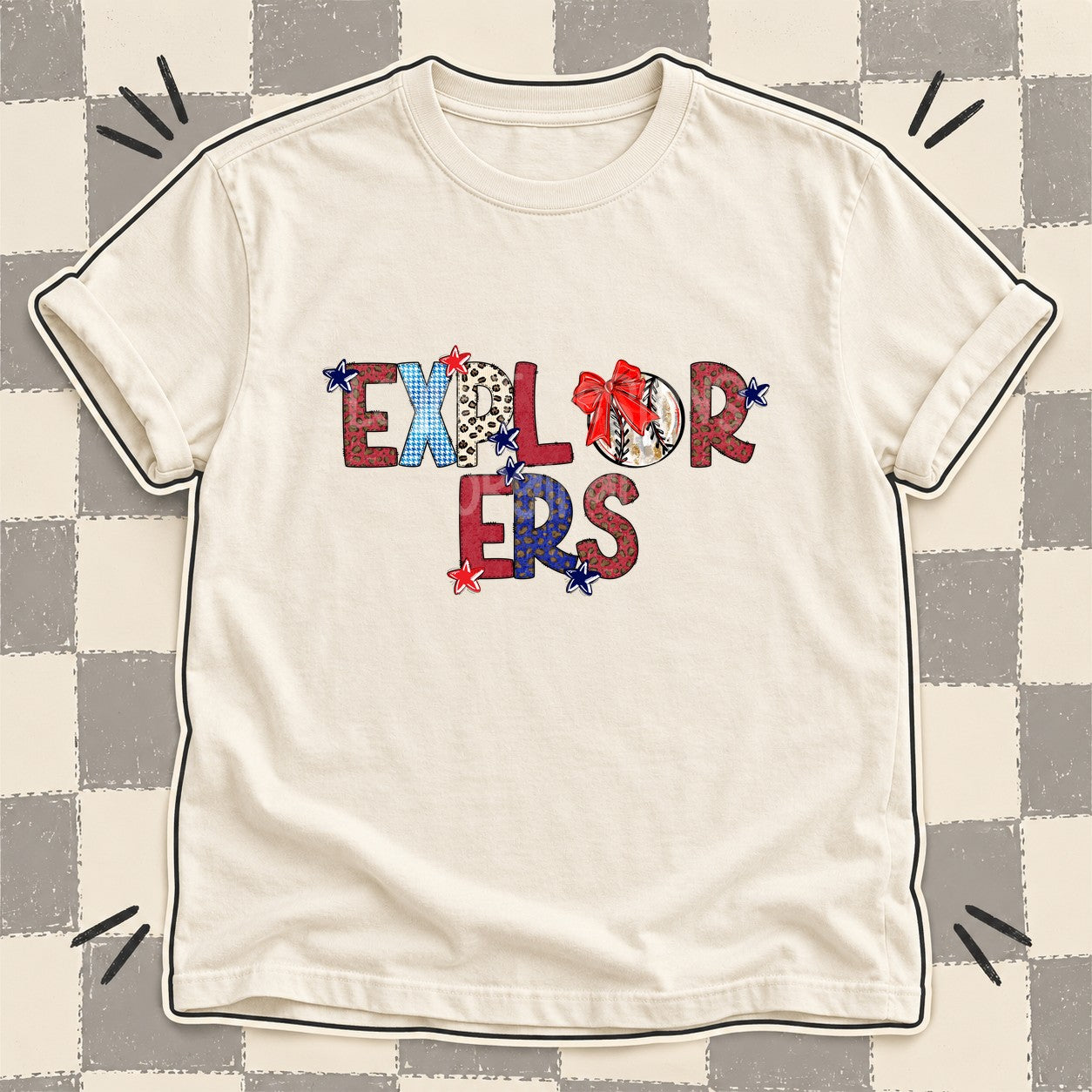Mixed Doodle Baseball Mascots – Leopard Red Navy Explorers design