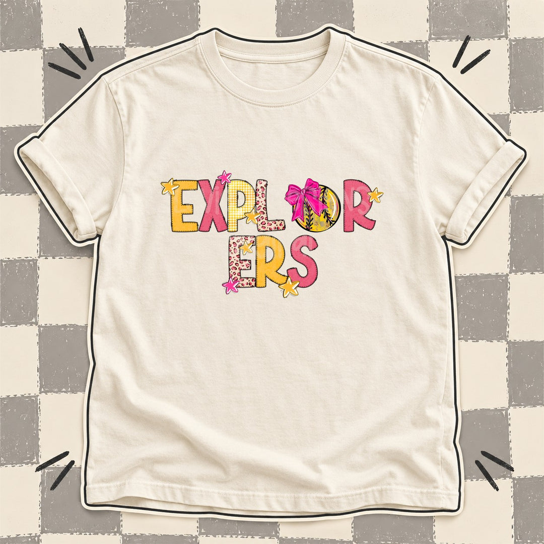 Explorers Mixed Doodle Softball Mascots – Stitched Softball DTF transfer mockup