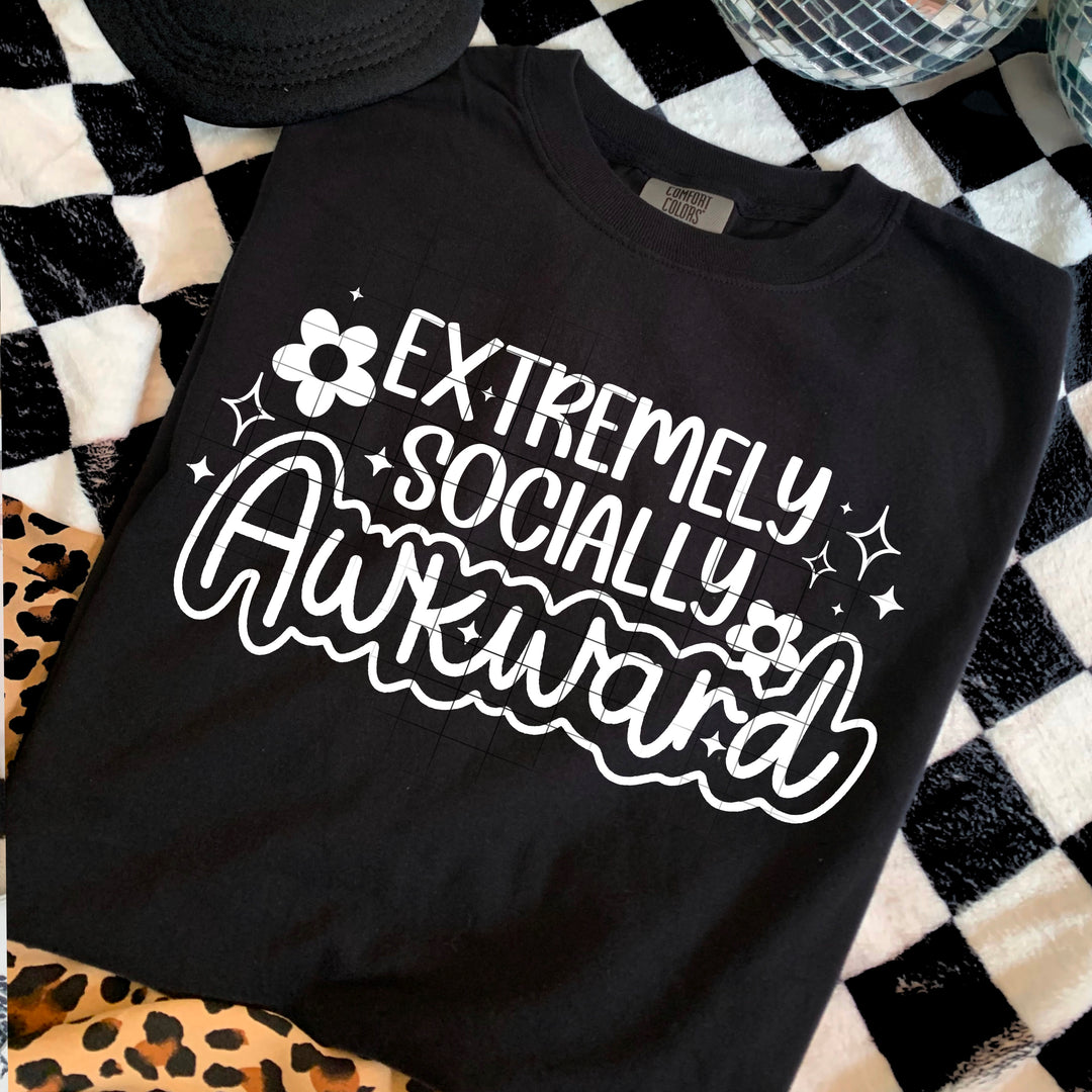 Extremely Socially Awkward Single Color White DTF transfer design – image 1