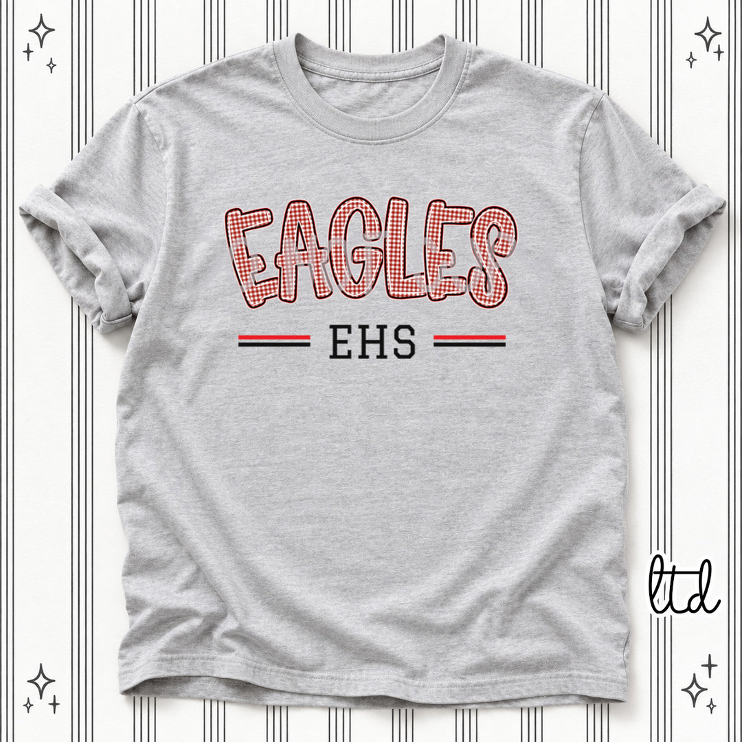 Eagles EHS Black Red Gingham School Spirit DTF transfer