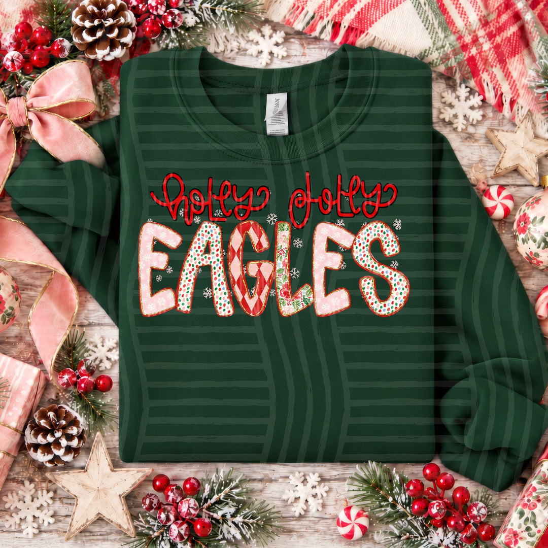 Eagles Holly Jolly Confetti Mascots DTF transfer