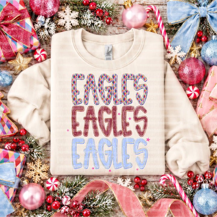 Eagles Jingle Jumble Stacked Mascots DTF transfer