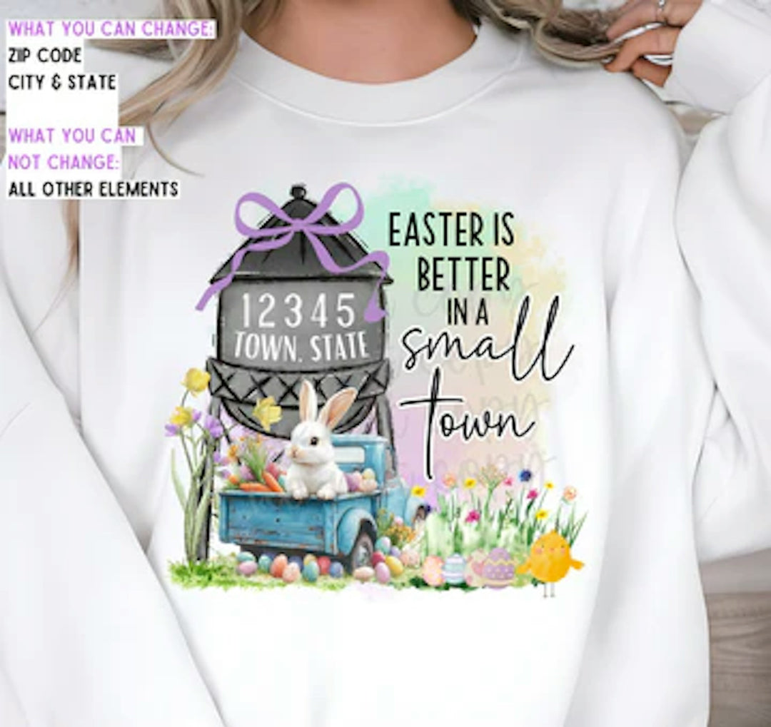 Easter is Better in a Small Town customizable DTF transfer mockup