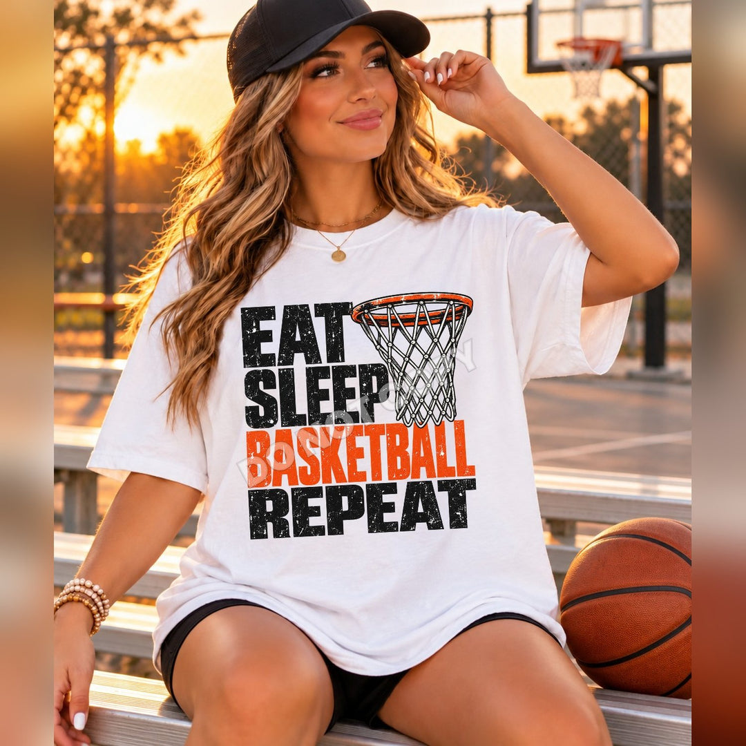 Eat Sleep Basketball Repeat basketball DTF transfer mockup