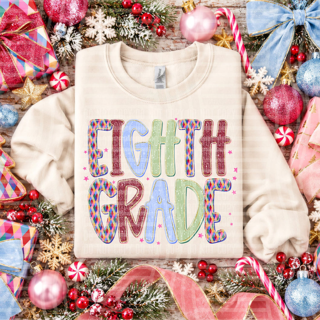 Eighth Grade Jingle Jumble Stacked Grades DTF transfer