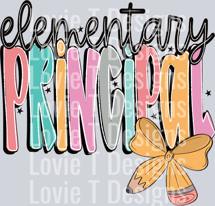 Elementary Principal  Doodle Bow