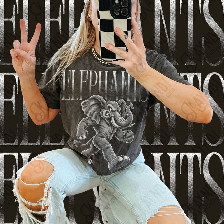 Halftone Mascots Elephants DTF transfer mockup