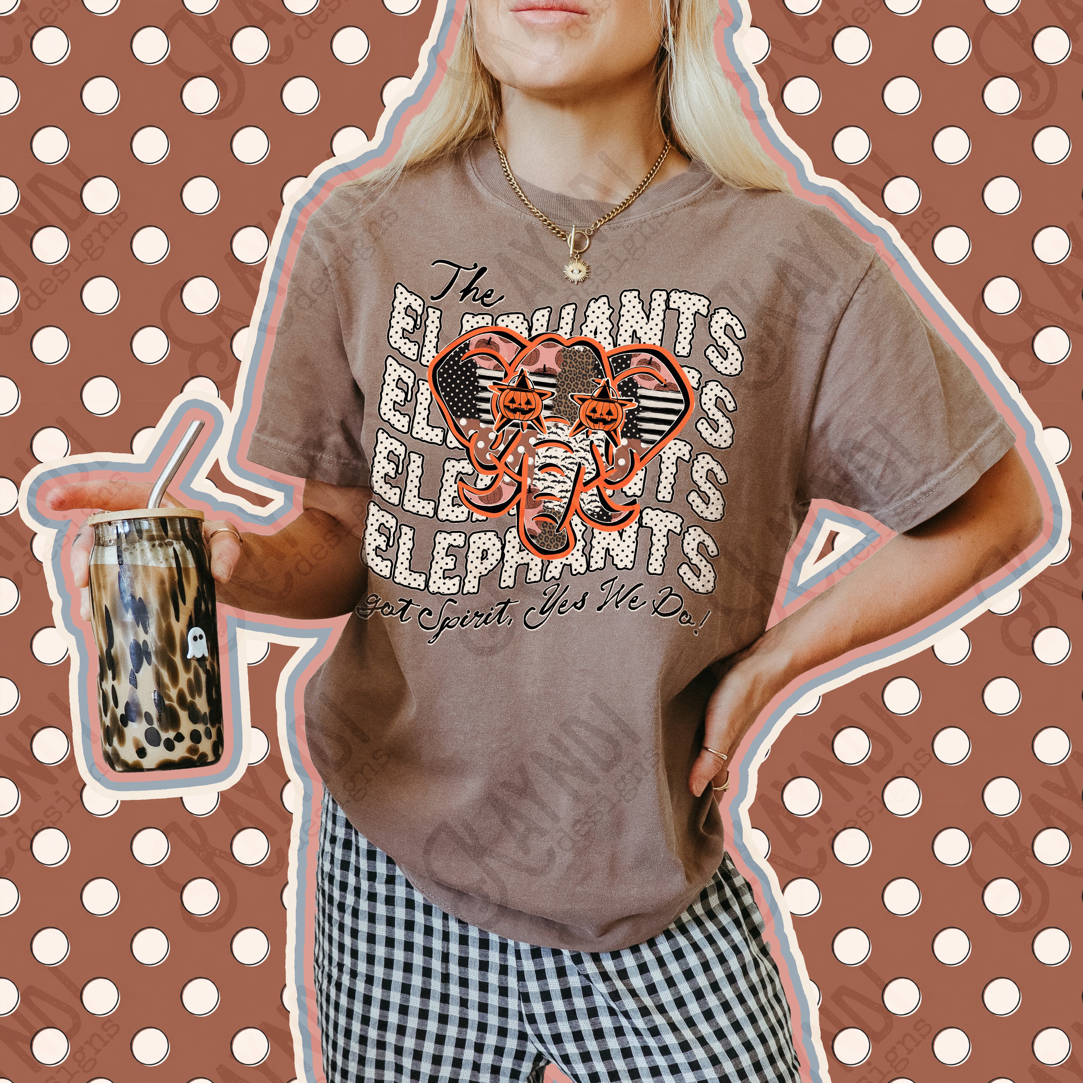 Patchwork Pumpkin Spirit Mascots Elephants design