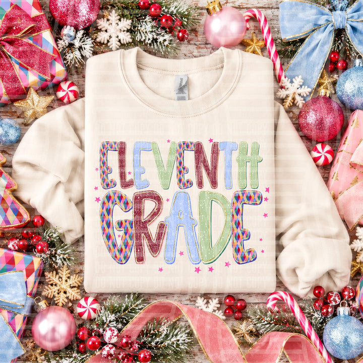 Eleventh Grade Jingle Jumble Stacked Grades DTF transfer