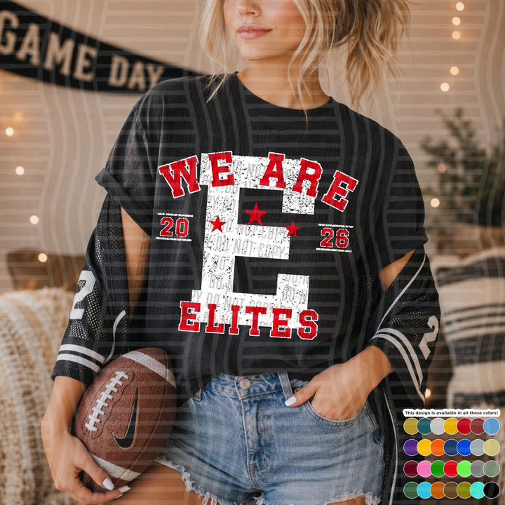 Elites Varsity Initials White Outline Mascots DTF transfer
