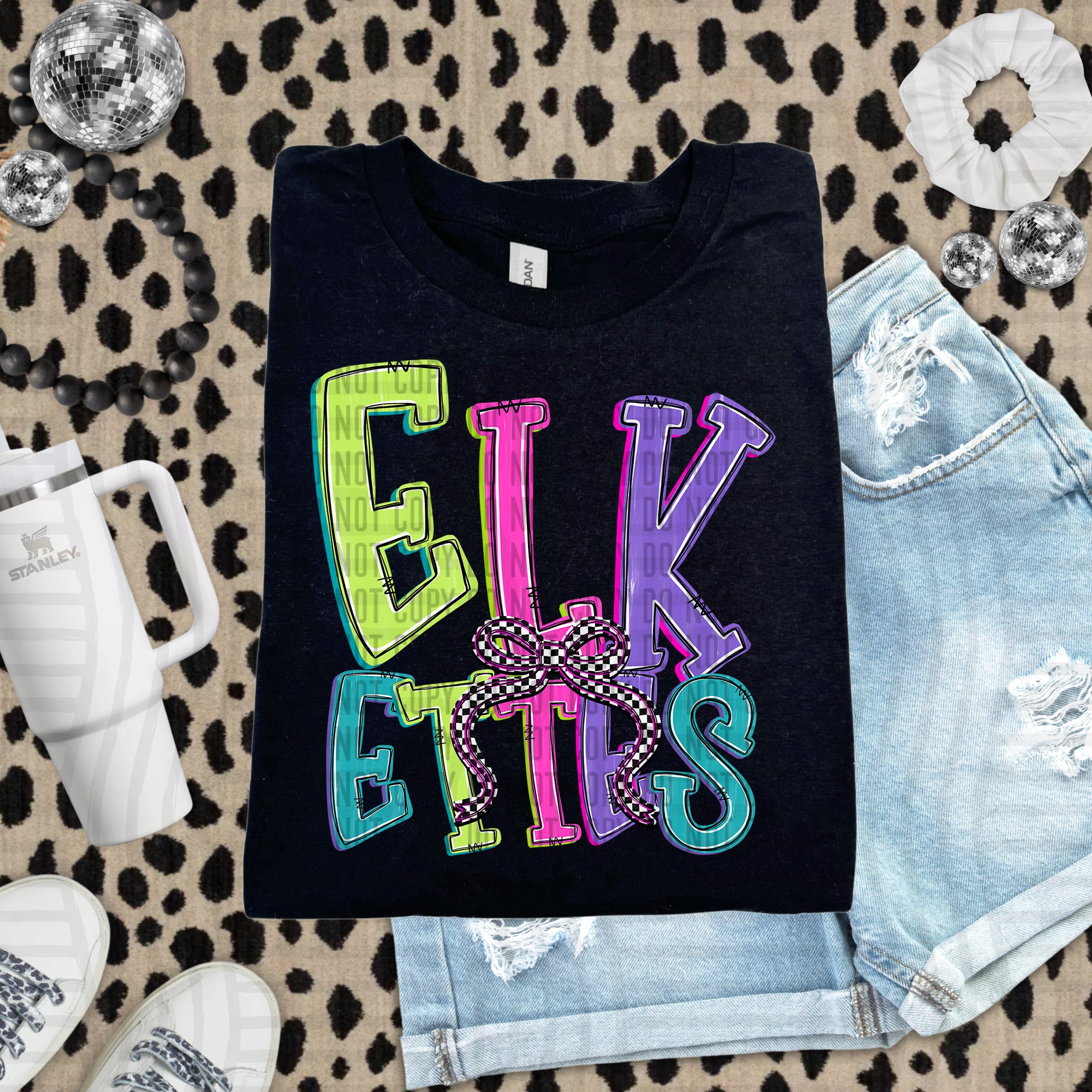 Checker Neons Stacked Mascots Elkettes design