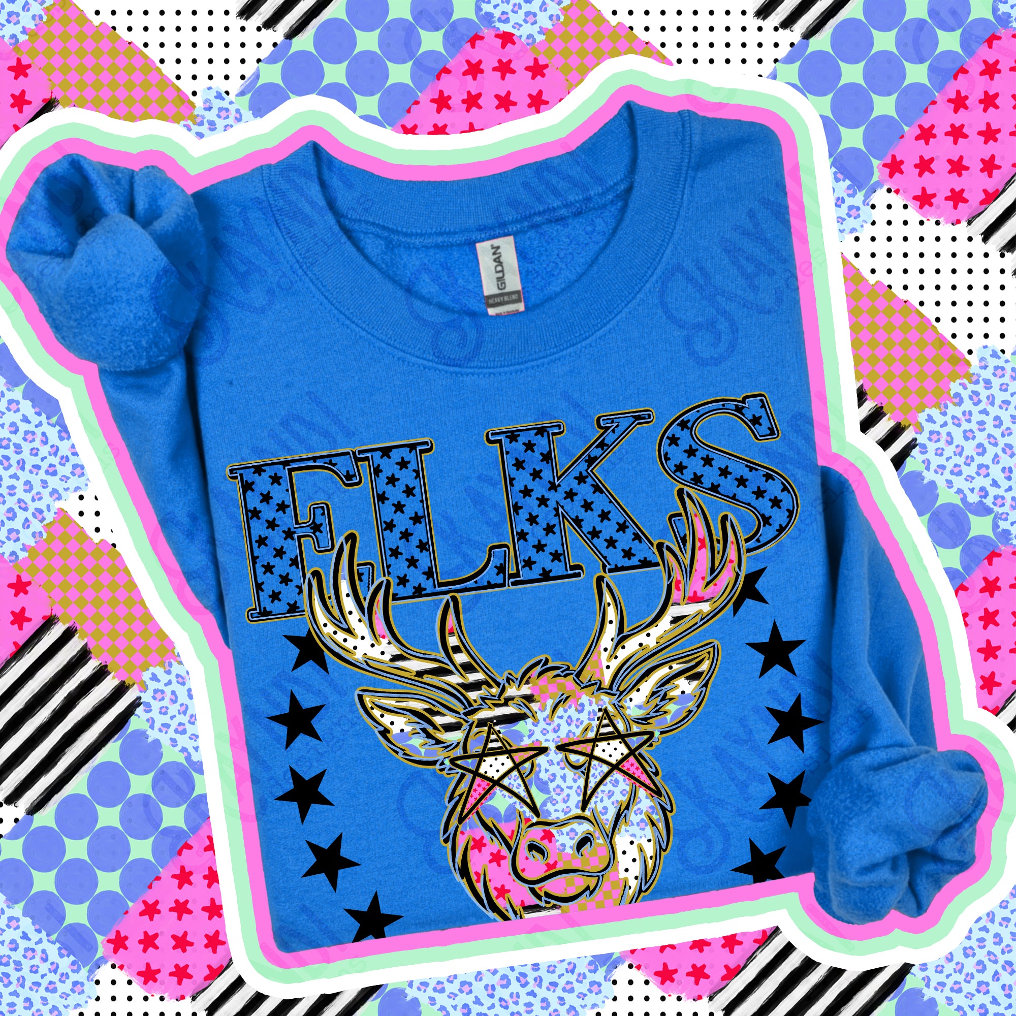 Patchwork Varsity Stars Mascots Elks design