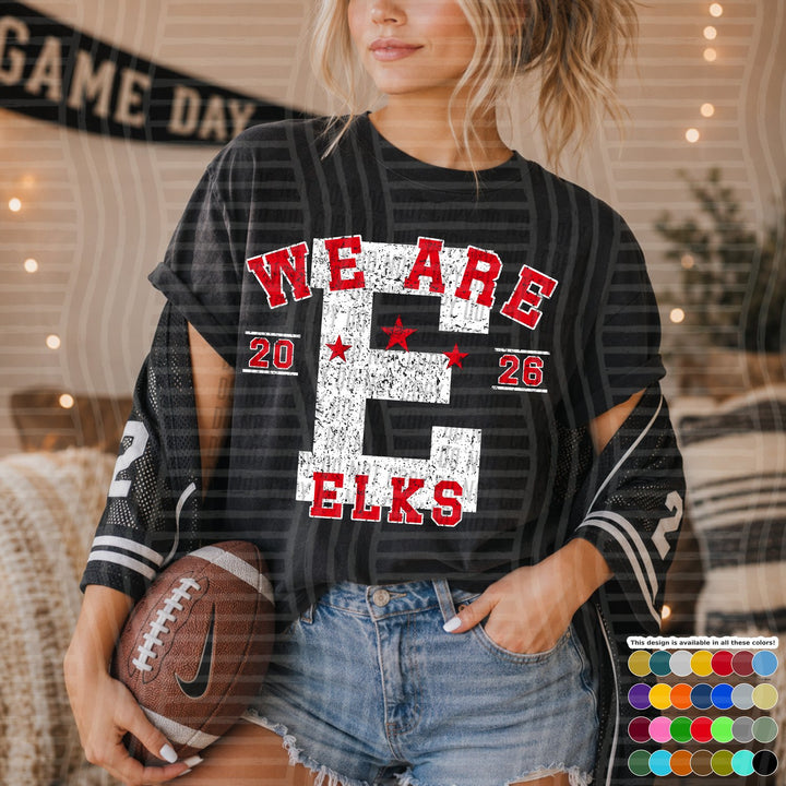 Elks Varsity Initials White Outline Mascots DTF transfer