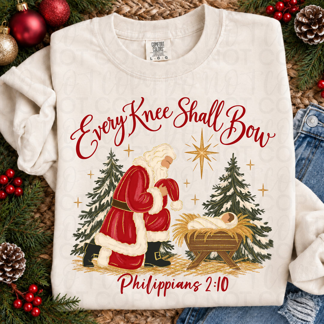 Every Knee Shall Bow Christmas apparel mockup – Lovie T Designs