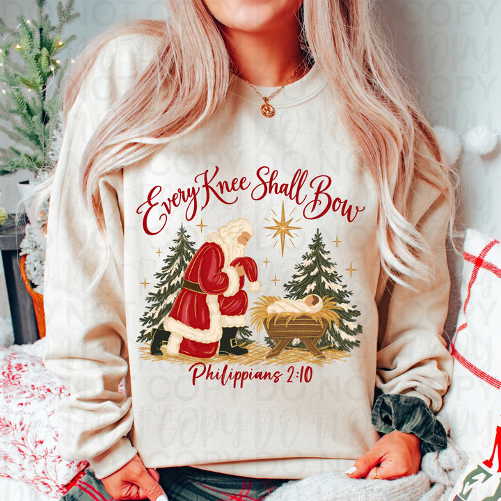 Every Knee Shall Bow Christmas DTF transfer mockup 2