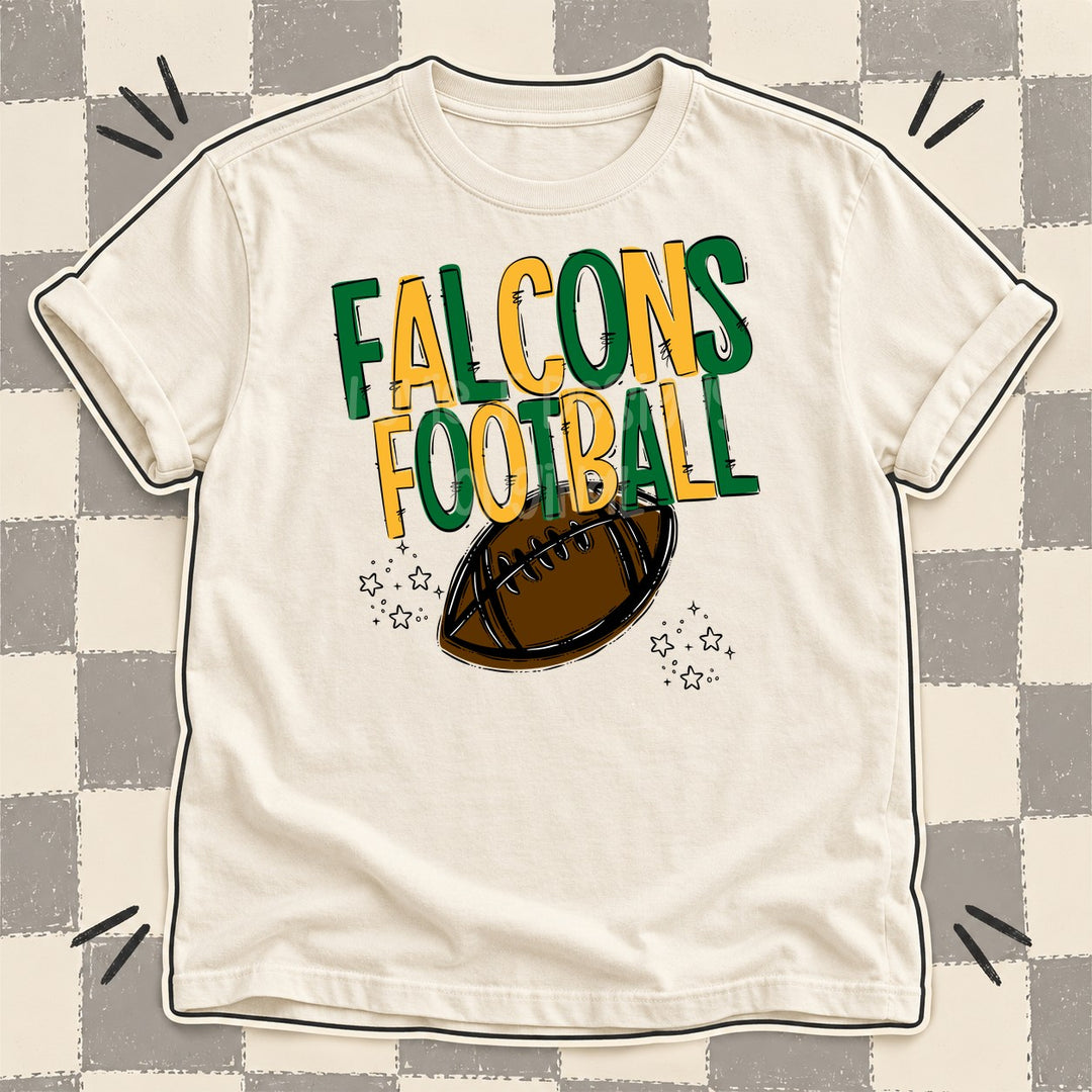 Falcons Kelly Green Yellow Gold Team Go Football Mascots DTF transfer mockup
