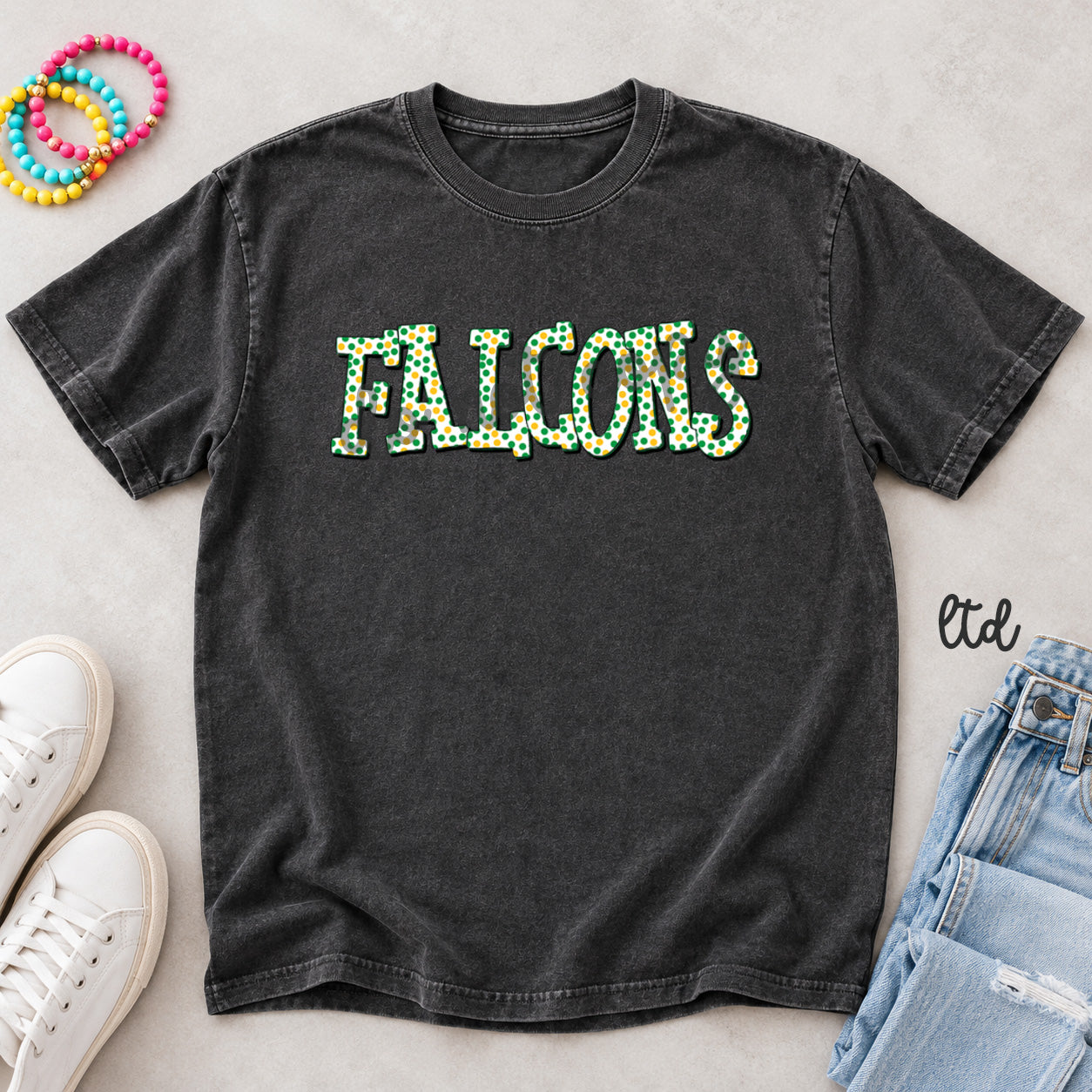 Polka Dot Mascots Falcons Kelly Green Yellow Gold design