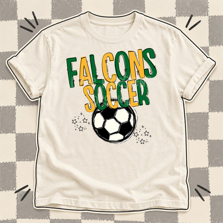 Falcons Kelly Green Yellow Gold Team Go Soccer Mascots DTF transfer mockup