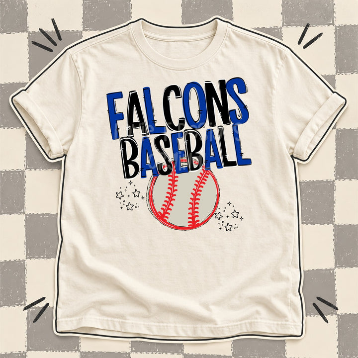 Falcons Royal Blue Black Team Go Baseball Mascots DTF transfer mockup