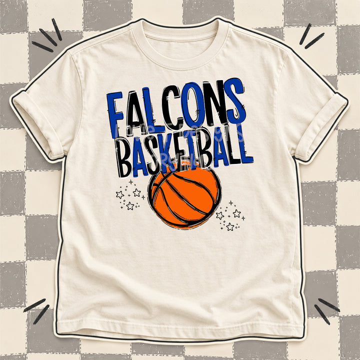 Falcons Royal Blue Black Team Go Basketball Mascots DTF transfer