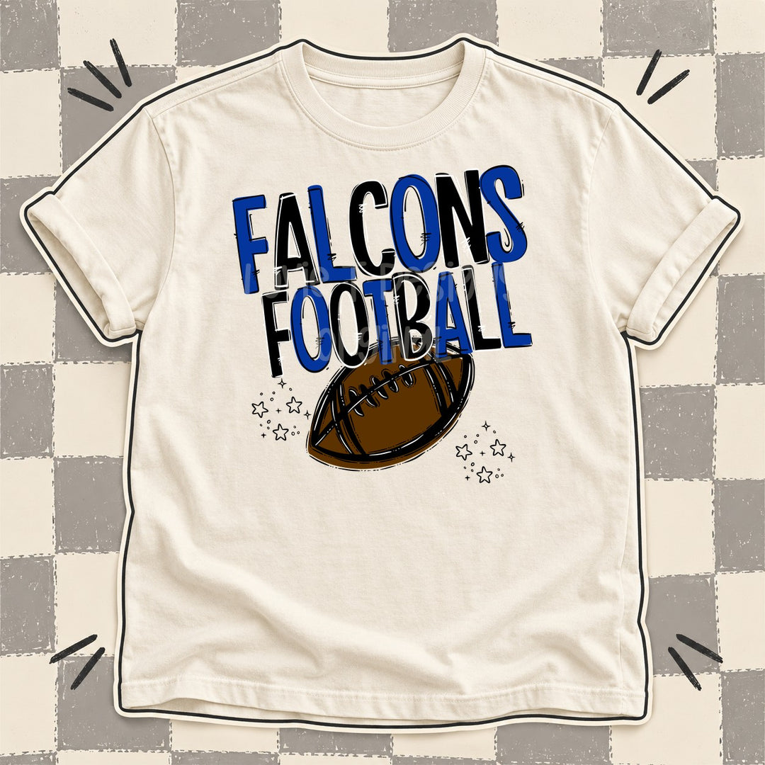 Falcons Royal Blue Black Team Go Football Mascots DTF transfer mockup