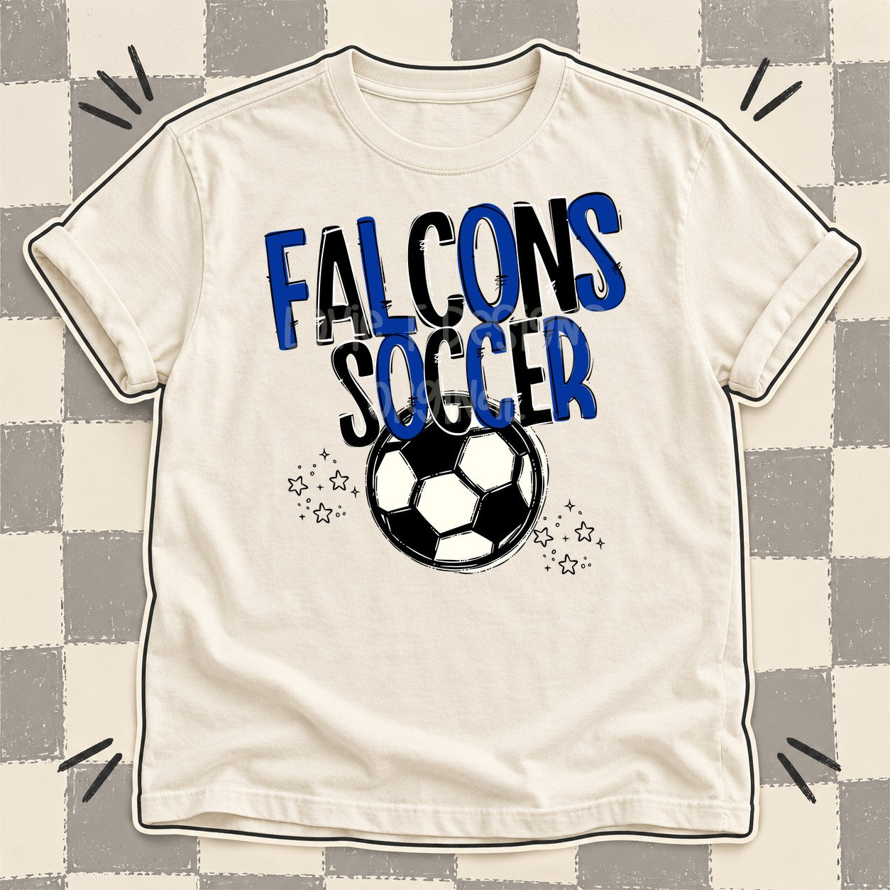 Team Go Soccer Mascots Falcons Royal Blue Black design