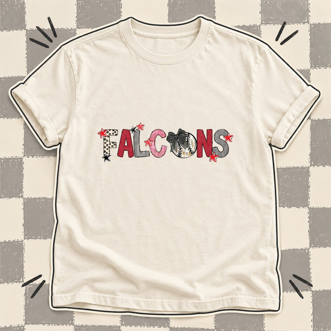 Falcons Mixed Doodle Baseball Mascots – Stitched Ballpark DTF transfer mockup