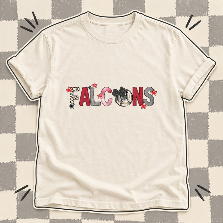 Falcons Mixed Doodle Baseball Mascots – Stitched Ballpark DTF transfer mockup