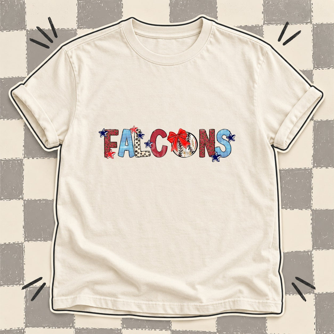 Falcons Mixed Doodle Baseball Mascots – Leopard Red Navy DTF transfer mockup