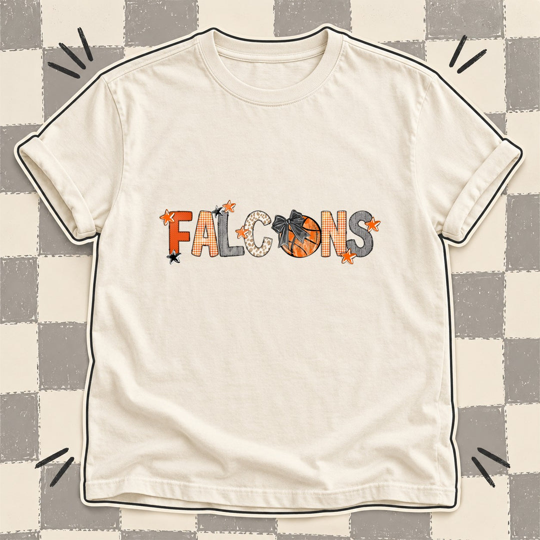 Falcons Mixed Doodle Basketball Mascots – Hoops Houndstooth DTF transfer mockup