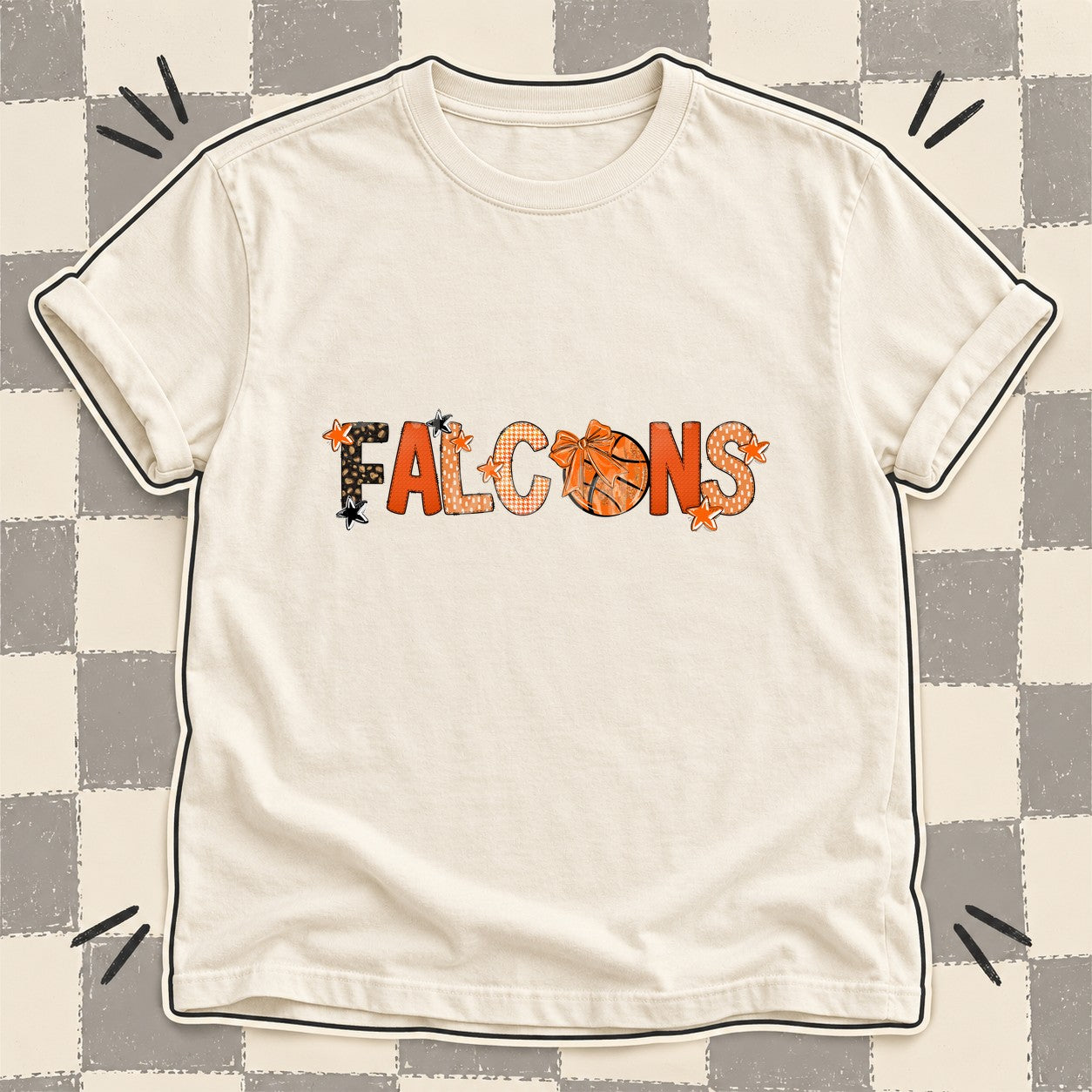 Mixed Doodle Basketball Mascots – Leopard Court Falcons design