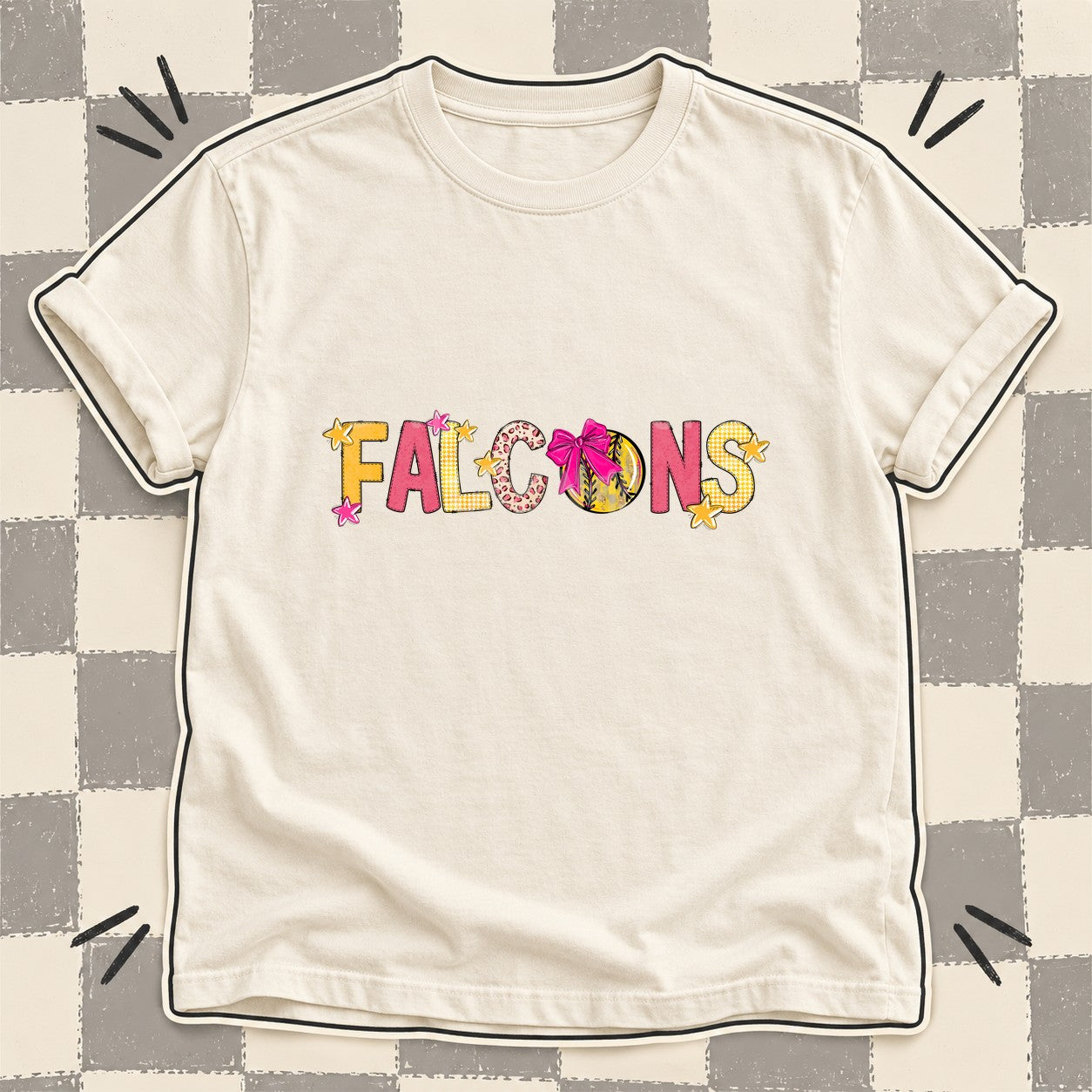 Mixed Doodle Softball Mascots – Stitched Softball Falcons design