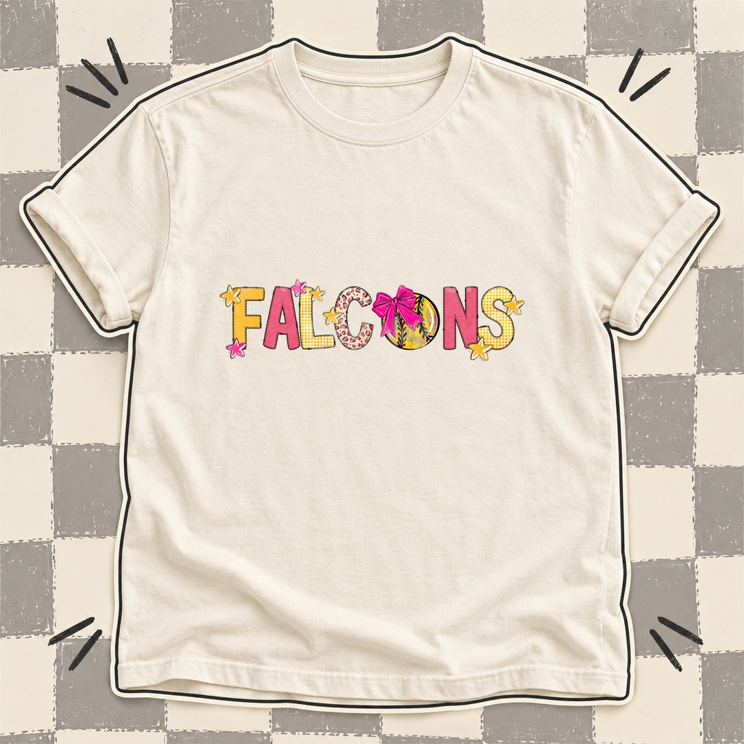 Falcons Mixed Doodle Softball Mascots – Stitched Softball DTF transfer mockup