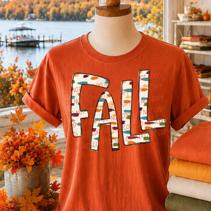 Fall DTF transfer shown on apparel