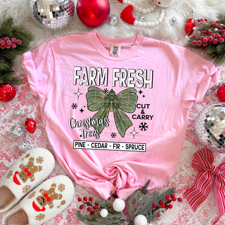 FARM FRESH TREES BOW BLACK ACCENTS
