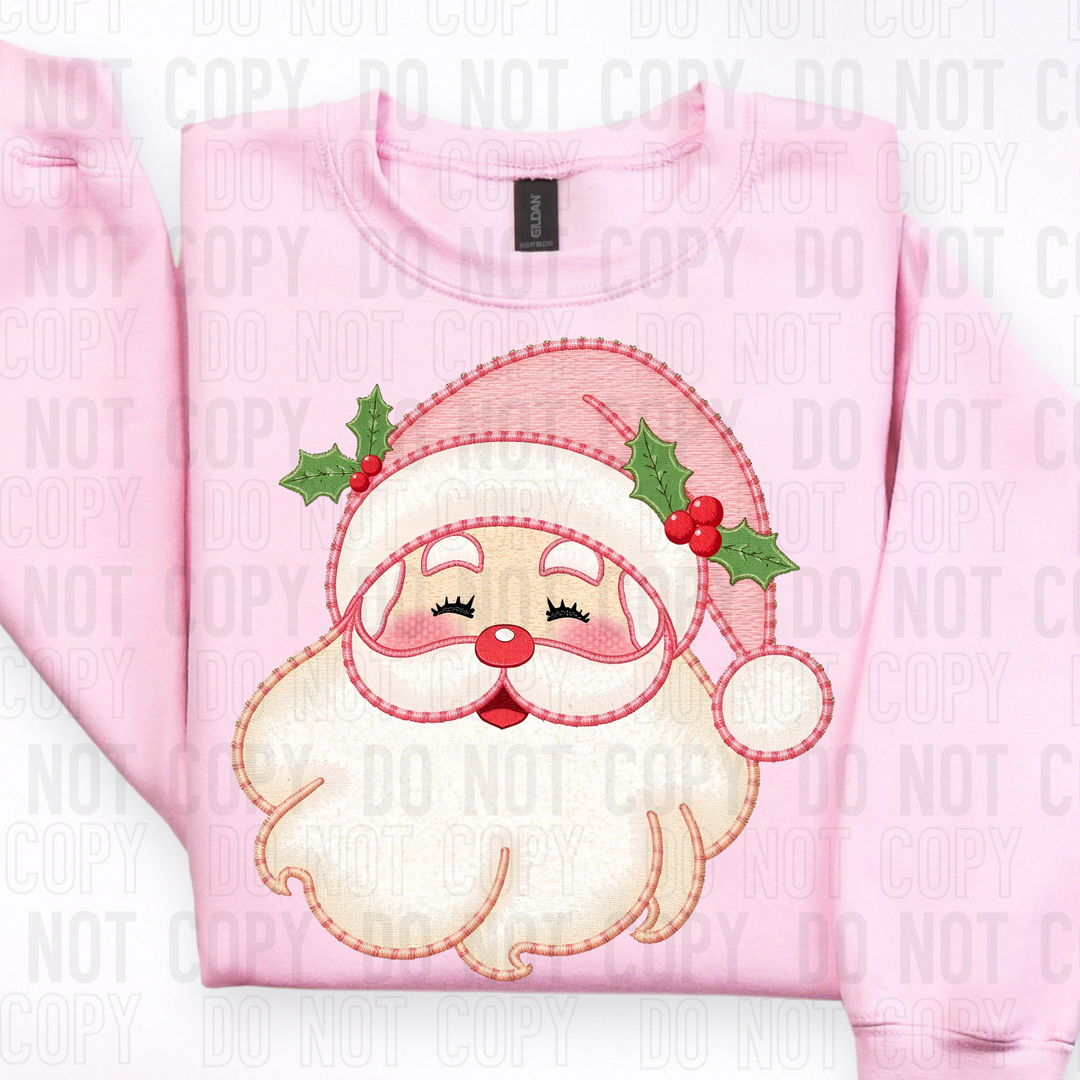 FAUX EMBROIDERY PINK SANTA