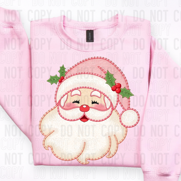 FAUX EMBROIDERY PINK SANTA