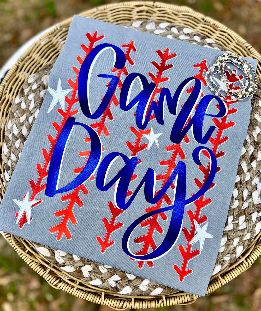 Faux Metallic Game Day DTF transfer design