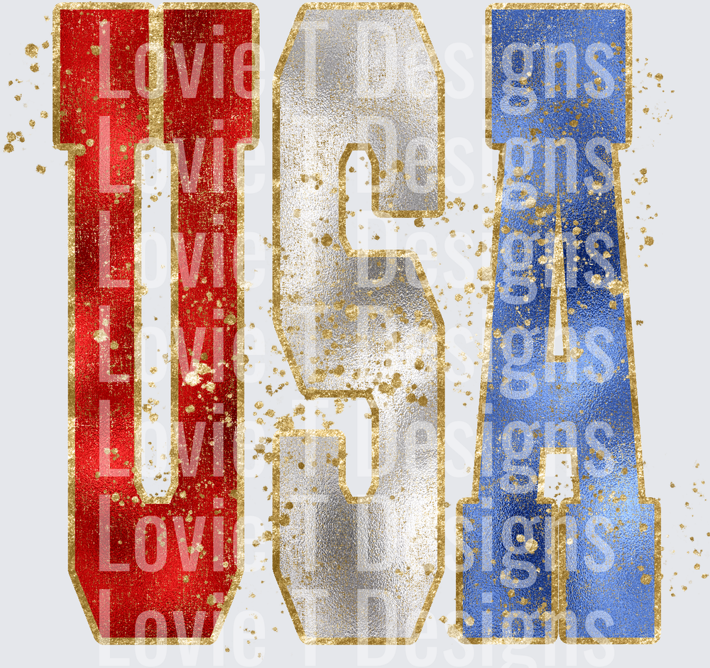 FAUX METALLIC USA WITH SPLATTER