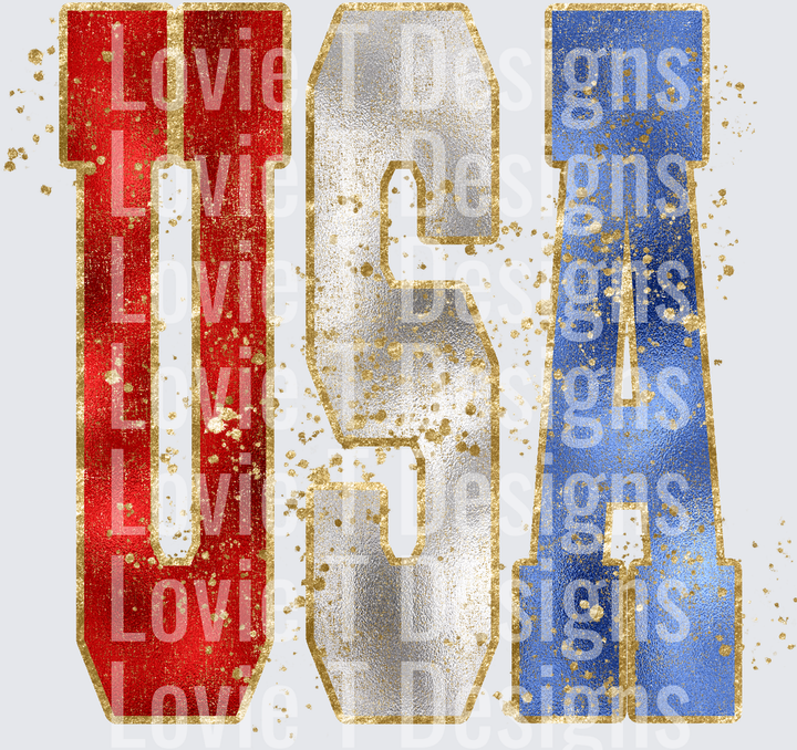 FAUX METALLIC USA WITH SPLATTER