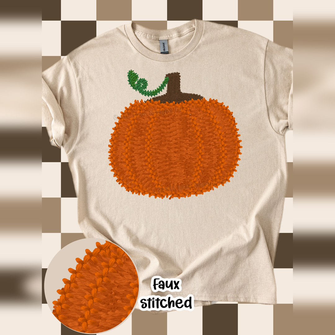 Faux Stitched Pumpkin – DTF Transfer – product image