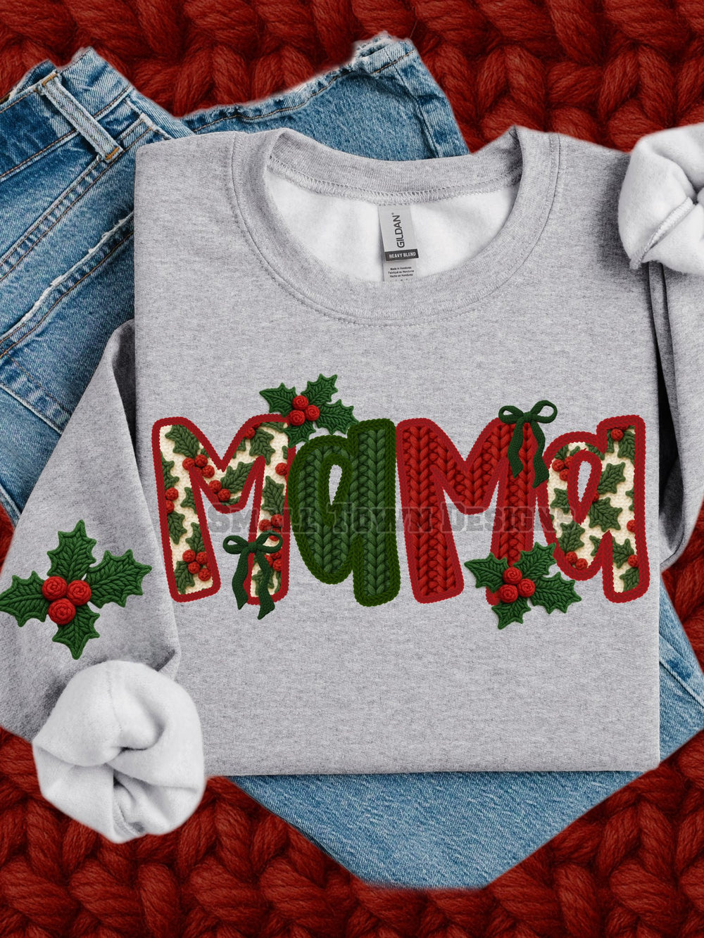 Faux Yarn Holly DTF transfer design – image 1