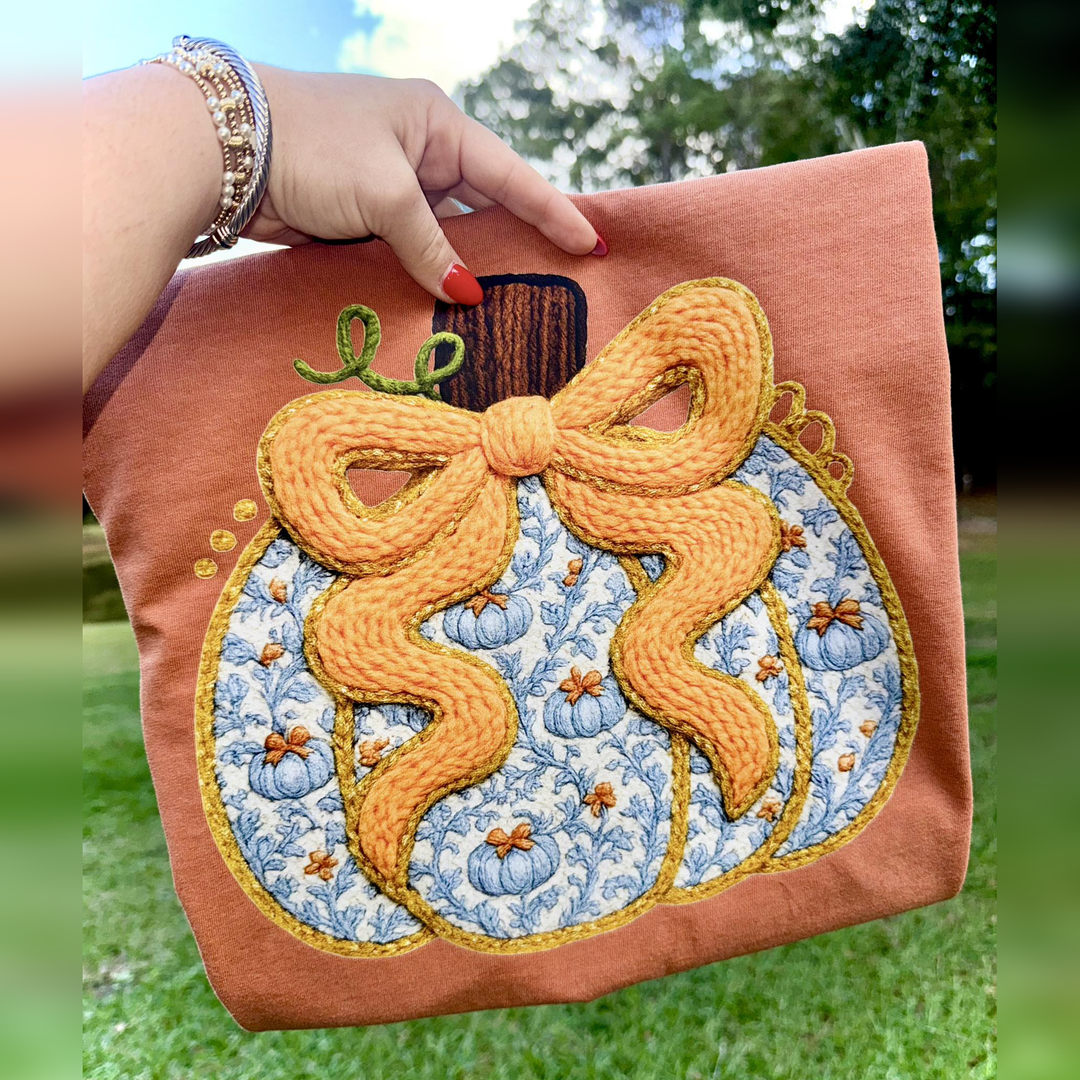 Faux Yarn Pumpkin – DTF Transfer – product image