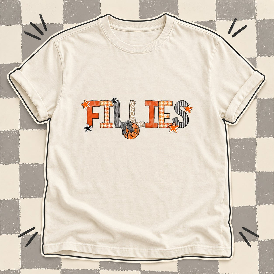 Fillies Mixed Doodle Basketball Mascots – Hoops Houndstooth DTF transfer mockup