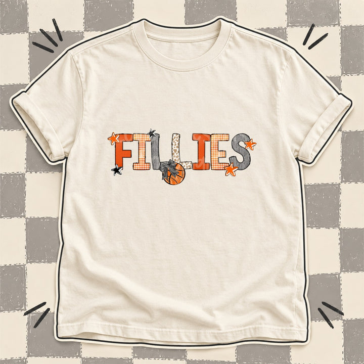 Fillies Mixed Doodle Basketball Mascots – Hoops Houndstooth DTF transfer mockup
